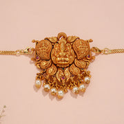 Traditional Lakshmi Temple Choker with Pearl Drop Tassel Accents