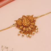 Traditional Lakshmi Temple Choker with Pearl Drop Tassel Accents