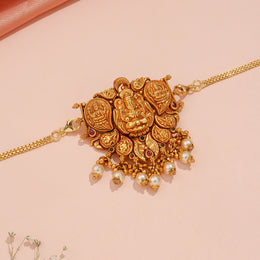 Traditional Lakshmi Temple Choker with Pearl Drop Tassel Accents