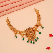 Nature-Inspired Temple Silver Parrot and Lakshmi Necklace