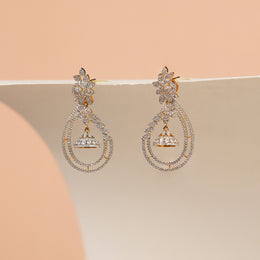 Elegant Silver Jhumkas in Stylish CZ Stones