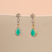 Elegant Silver CZ Stone Hangings with Green Drops