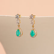 Elegant Silver CZ Stone Hangings with Green Drops