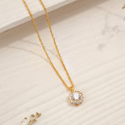 Simple Silver and Stone-Studded Pendant