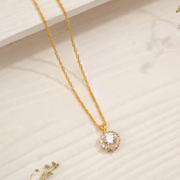 Simple Silver and Stone-Studded Pendant