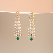 Stylish Silver CZ Hangings with Green Stone Drop