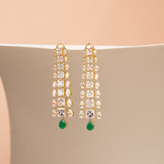 Stylish Silver CZ Hangings with Green Stone Drop