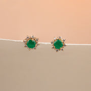 Classic Silver Green Stone and CZ Studs