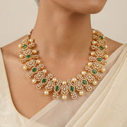 Floral Silver Necklace with CZs and Pearl Highlights