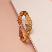 Enchanting Silver Lion Kada in Gold Polish