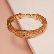 Enchanting Silver Lion Kada in Gold Polish