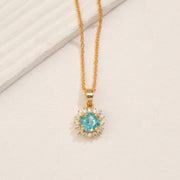 Silver Chain Pendant with Blue Stone Highlight