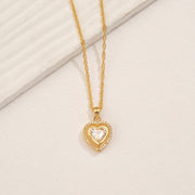 Silver Double Heart Pendant with Stones