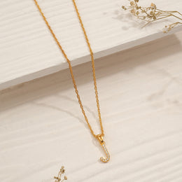 Simple Silver J Alphabet Pendant