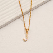 Simple Silver J Alphabet Pendant