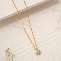 Silver Pendant with Green Stone Highlight