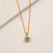 Silver Pendant with Green Stone Highlight