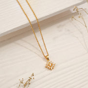 Silver Stone-Studded Pendant with Floral Design