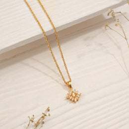 Silver Stone-Studded Pendant with Floral Design