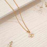 Silver Stone-Studded Floral Pendant