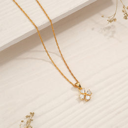 Silver Stone-Studded Floral Pendant