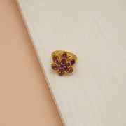 Silver Floral Ring with Stones