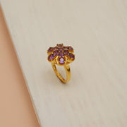 Silver Floral Ring with Stones