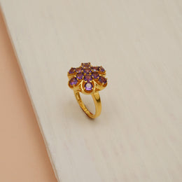 Silver Floral Ring with Stones