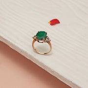 Antique Silver Ring with Emerald & CZs