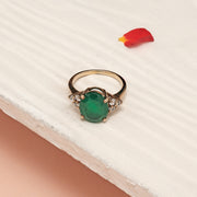 Antique Silver Ring with Emerald & CZs