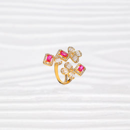 Floral Ruby Spark Silver Ring