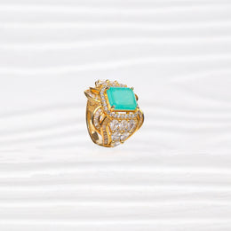 Silver Ring with Kundans and Fancy Stone