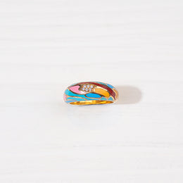 Simple Silver Ring with Enamel Highlights