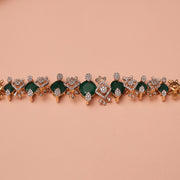 Exquisite Silver Bracelet with Emeralds & CZs