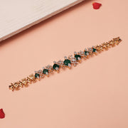 Exquisite Silver Bracelet with Emeralds & CZs