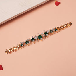 Exquisite Silver Bracelet with Emeralds & CZs