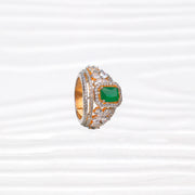 Emerald Silver Statement Ring