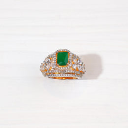 Emerald Silver Statement Ring