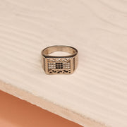 Stone-Studded Silver Ring with Elegant Design