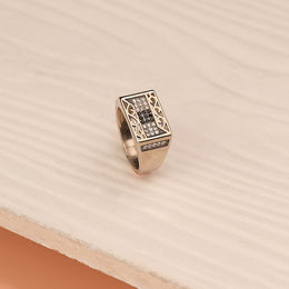 Stone-Studded Silver Ring with Elegant Design