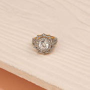 Striking Silver Floral Ring with Bold Stone Work