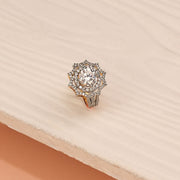 Striking Silver Floral Ring with Bold Stone Work