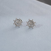 Wheel Design Mini Silver Earrings