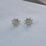 Wheel Design Mini Silver Earrings
