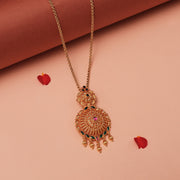 Stone Studded Silver Pendant in Temple Finish