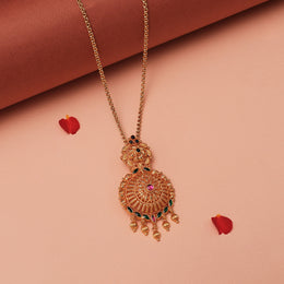 Stone Studded Silver Pendant in Temple Finish