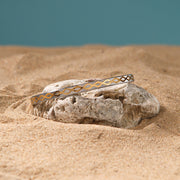 Silver Kada with Geometrical Gold Design