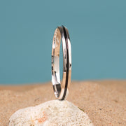 Silver Kada for Men with Black Enamel Design