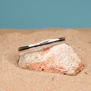 Silver Kada for Men with Black Enamel Design