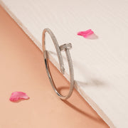 Sleek Silver Kada with CZ Stones